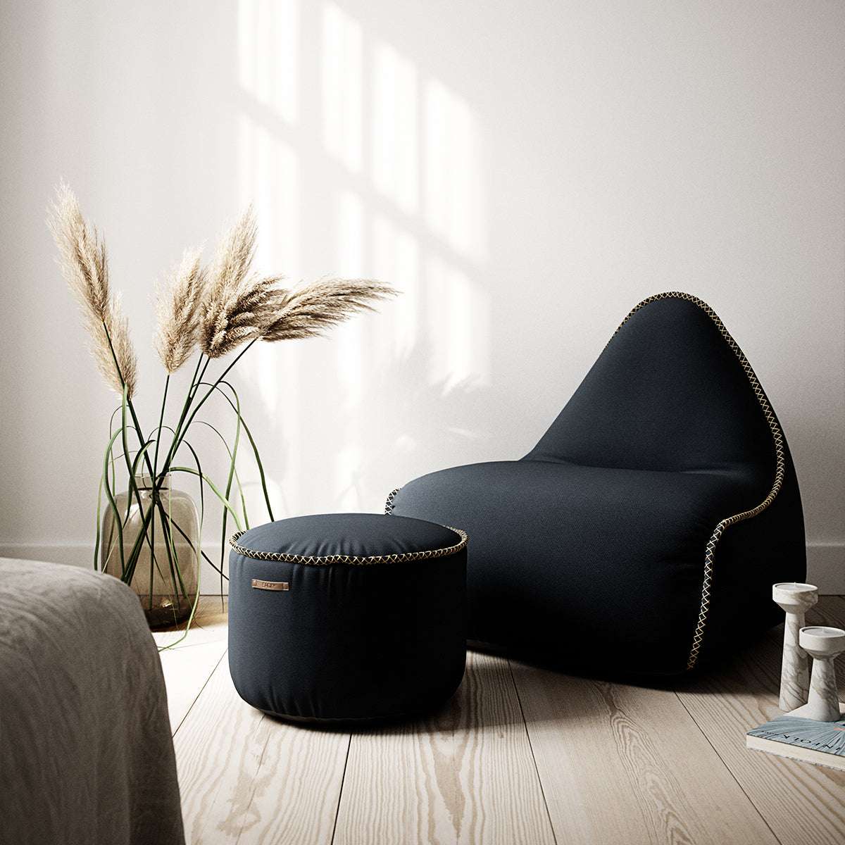 Cura Lounge Chair & Pouf | Cura Lounge Chair & Pouf - Cura Black | SACKit