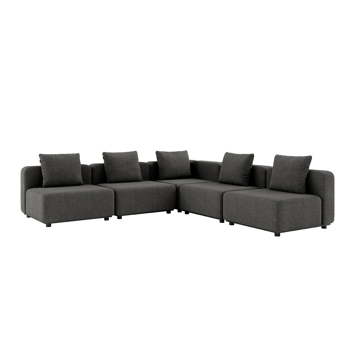 Cobana Lounge Sofa 5-personers hjørnesofa i gråt uden armlæn med modulopbygget design til udendørs brug.