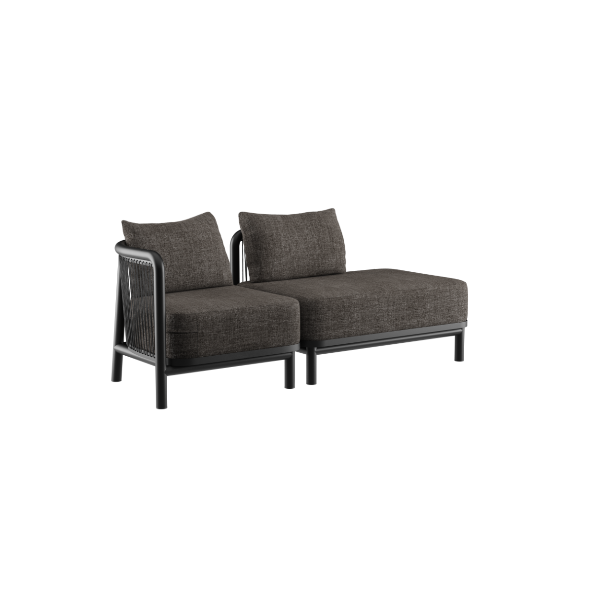 Kirra Lounge Sofa 2-personers udendørs sofa i sort med åbent venstre endestykke og aluminiumsramme