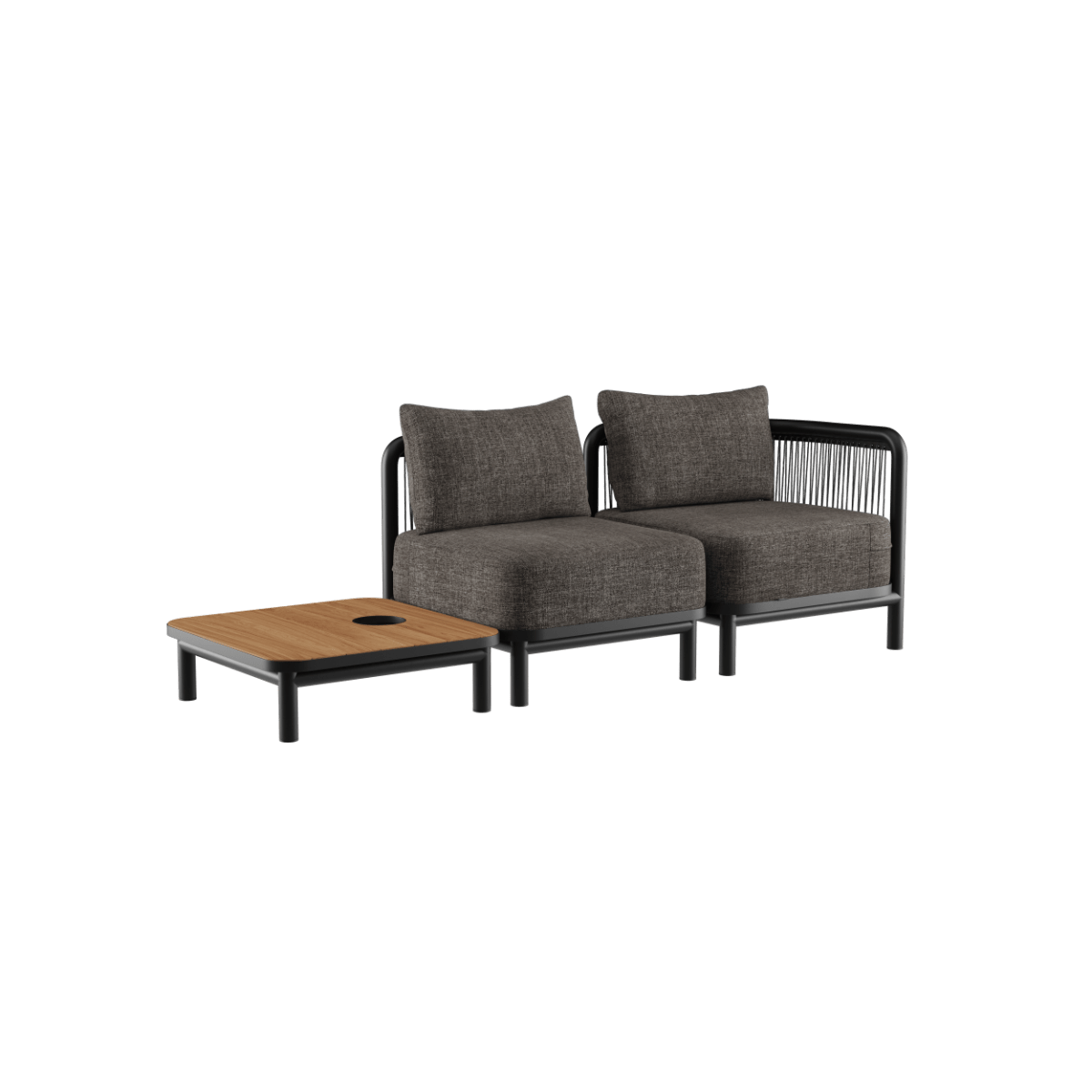 Kirra Lounge Sofa - 2 seater incl. Kirra Table | Kirra Lounge Sofa - 2 seater incl. Kirra Table - Kirra Noir Med Accessory Fit | SACKit
