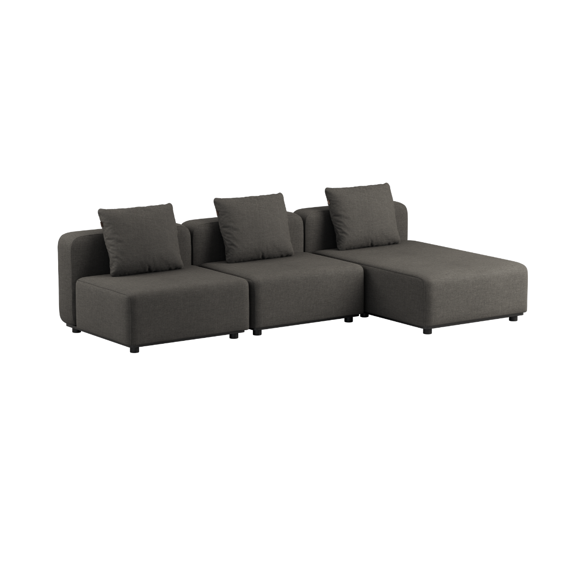 Sort Cobana Lounge Sofa med chaiselong uden armlæn i modulopbygget design til udendørs brug.