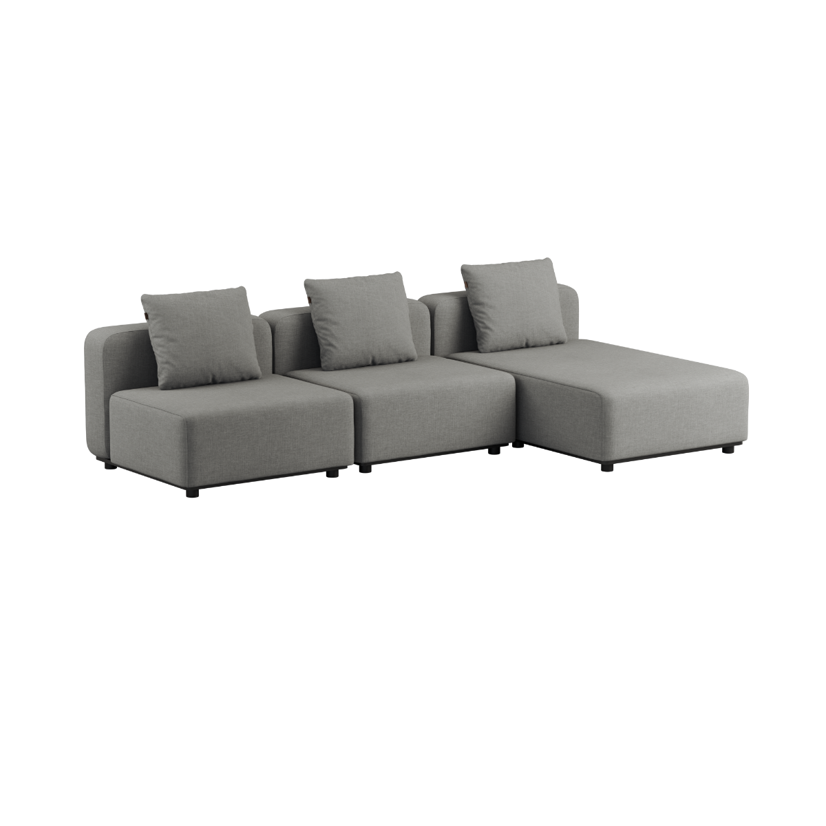 Sort Cobana Lounge Sofa med chaiselong uden armlæn i modulopbygget design til udendørs brug.