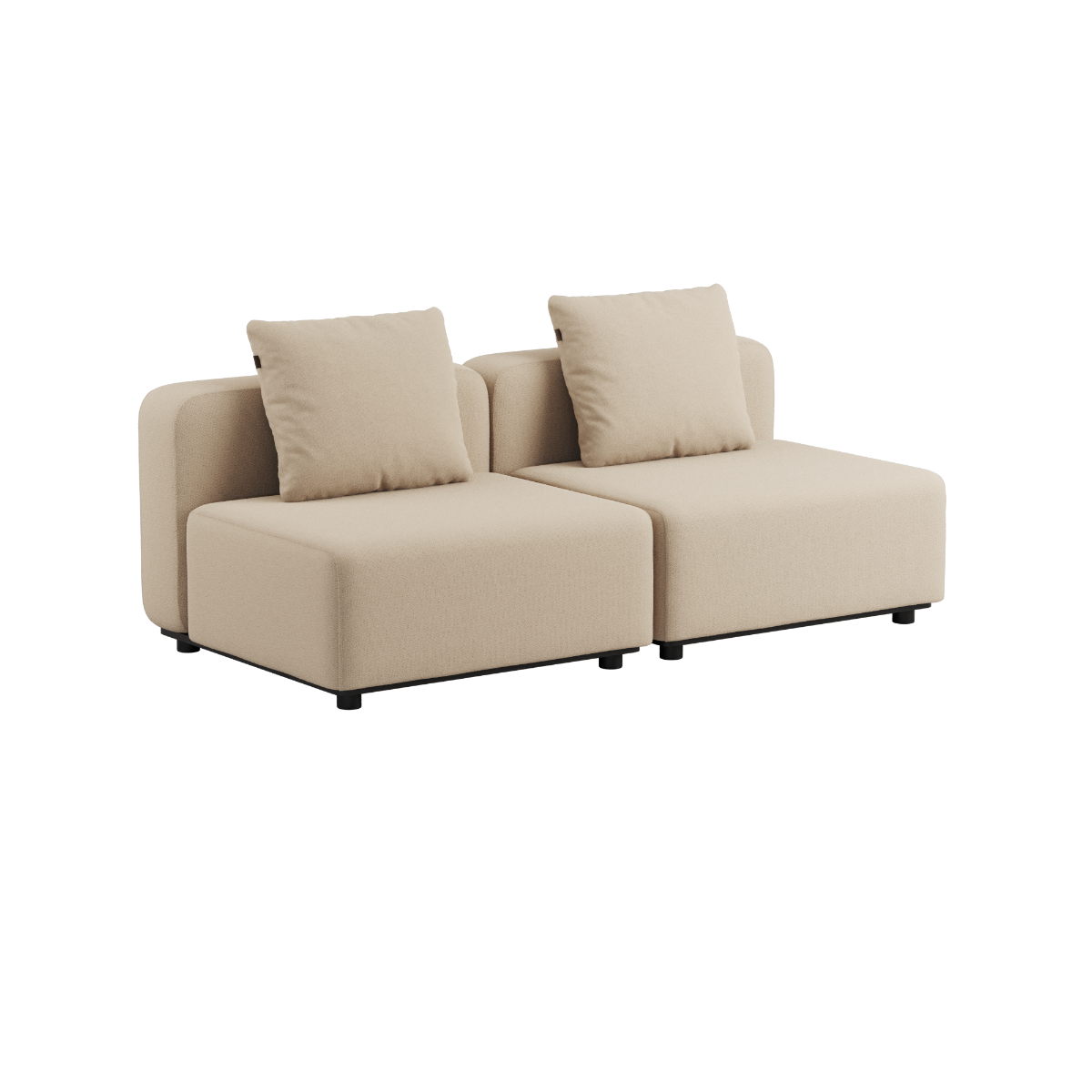 Udendørs Cobana Lounge Sofa i Kirra Indigo med armlæn og puf, pulverlakeret aluminiumsramme.