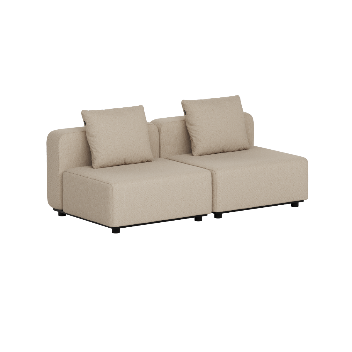 Beige modulopbygget loungesofa til udendørs brug med to bløde ryghynder fra sackit dansk design til terrasse og have