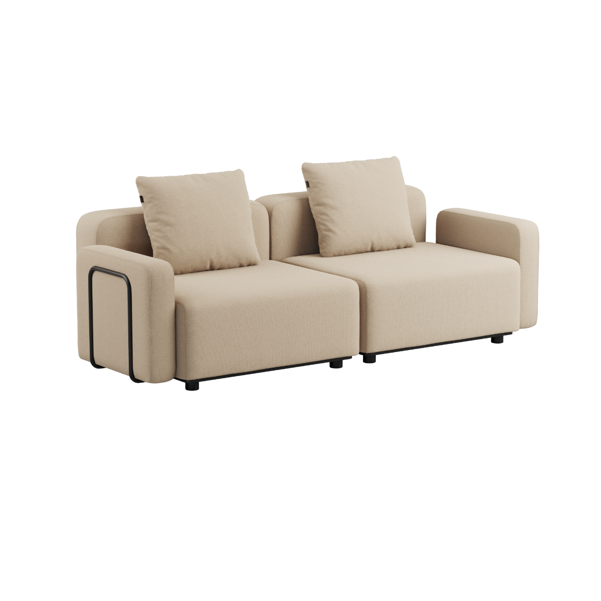 Udendørs Cobana Lounge Sofa i Kirra Indigo med armlæn, uden puf, skandinavisk design.