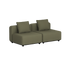 Olivegrøn to-personers loungesofa med to bløde ryghynder og modulopbygget design fra sackit til udendørs afslapning i skandinavisk stil