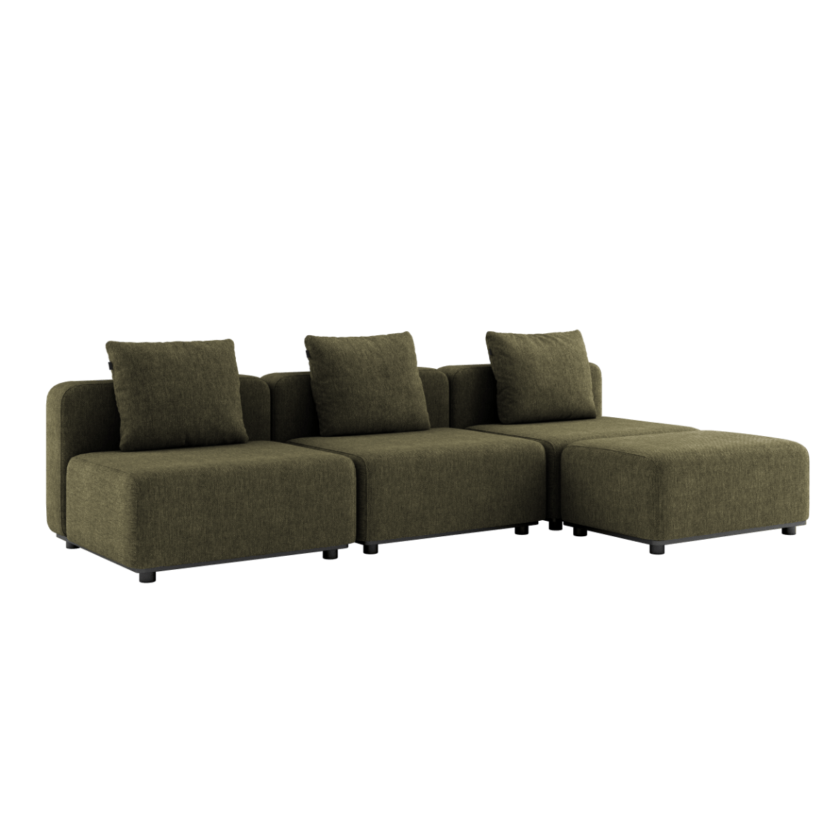 Cobana Lounge Sofa - 3 seater | Cobana Lounge Sofa - 3 seater - Kirra Olive Uden armlæn Med puf | SACKit