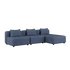 Cobana Lounge Sofa 3-personers chaise i Kirra Indigo med modulopbygget design og puder i udendørs miljø.