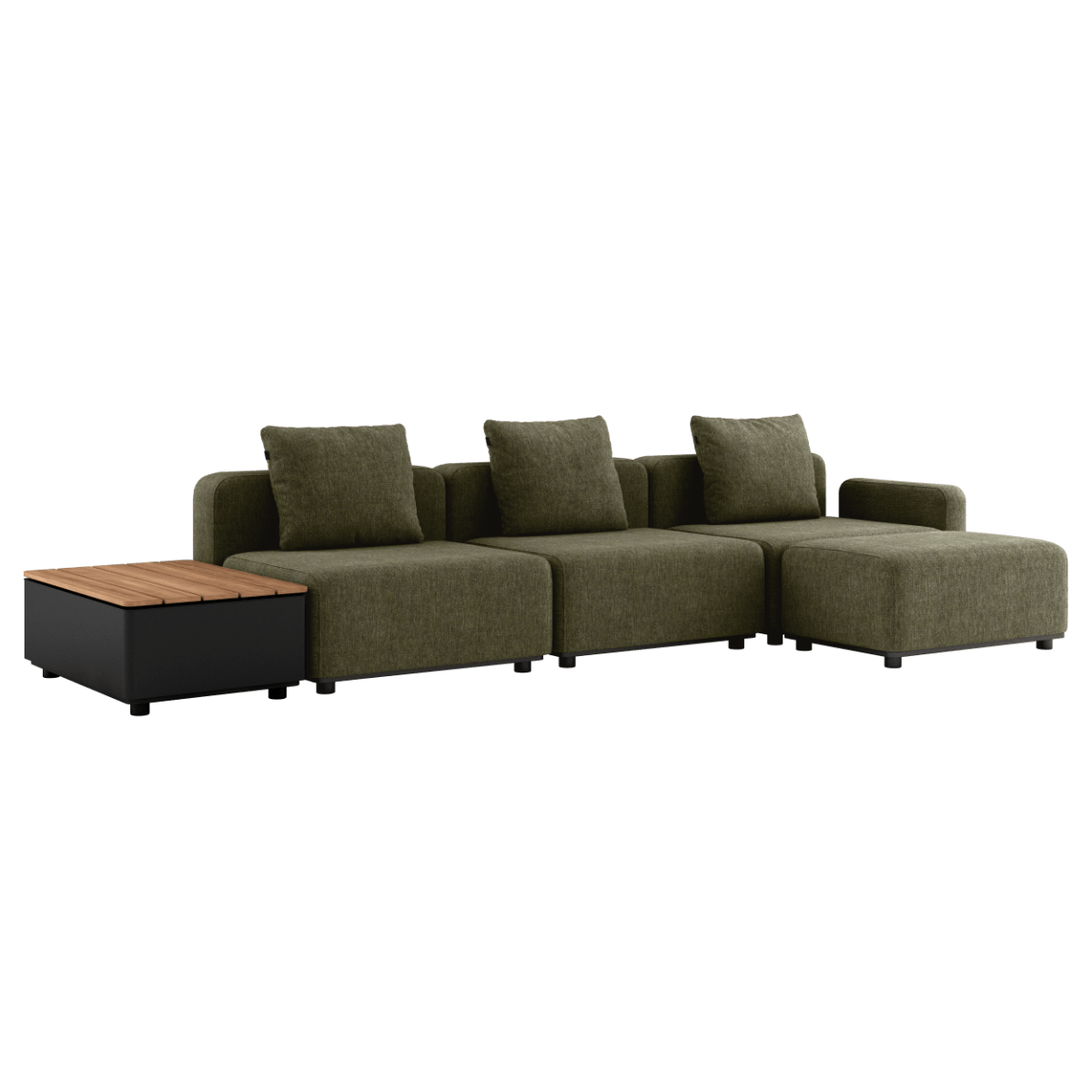 Cobana Lounge Sofa - 3 seater w/ Patio Storage Table | Cobana Lounge Sofa - 3 seater w/ Patio Storage Table - Kirra Olive Med puf | SACKit