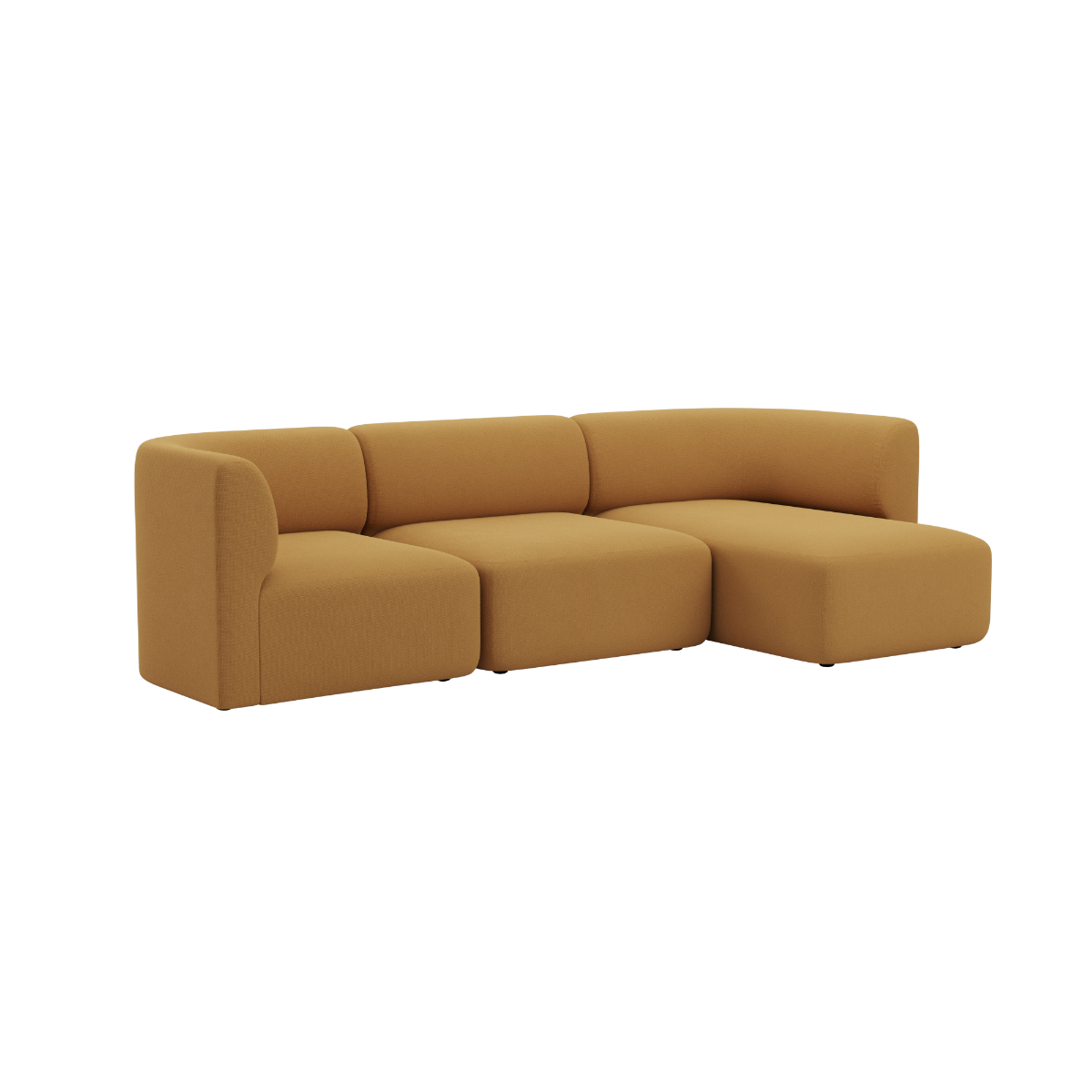 Brun Fjord sofa med tre siddepladser og højrevendt chaiselong i blødt skandinavisk design fra sackit