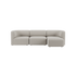 Lys beige Fjord sofa fra sackit med tre siddepladser og chaiselong i højre side samt bløde afrundede former i skandinavisk design