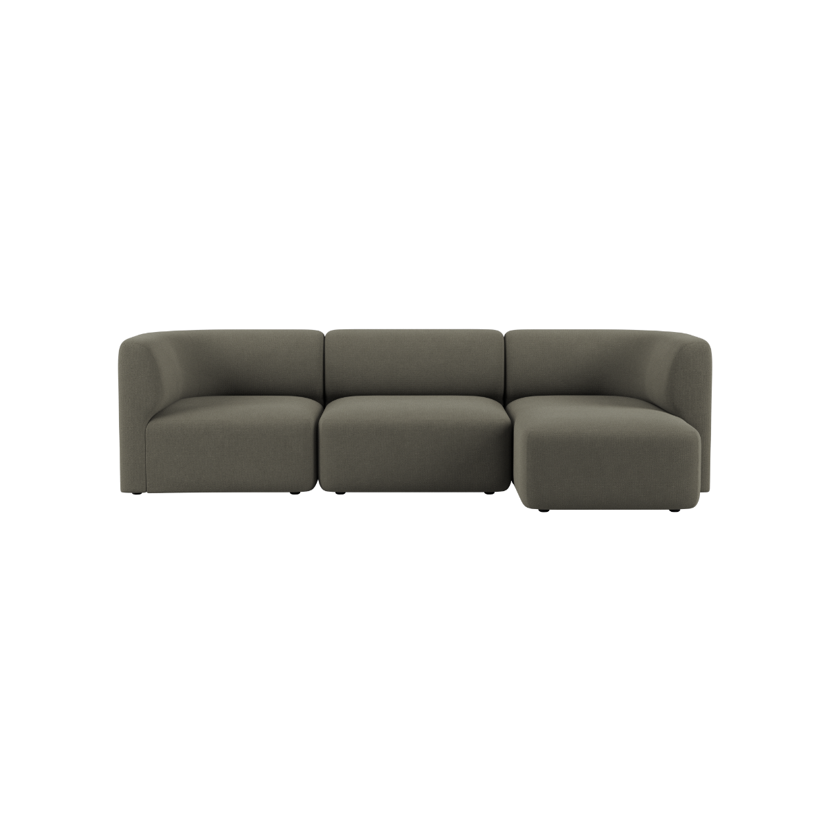 Fjord sofa fra sackit med tre bløde siddepladser i elegant mørkegråt design og afrundede armlæn til den moderne nordiske stue