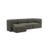 sackit Fjord sofa med tre siddepladser og venstrevendt chaiselong i mørkegråt stof og bløde afrundede former til et moderne skandinavisk hjem